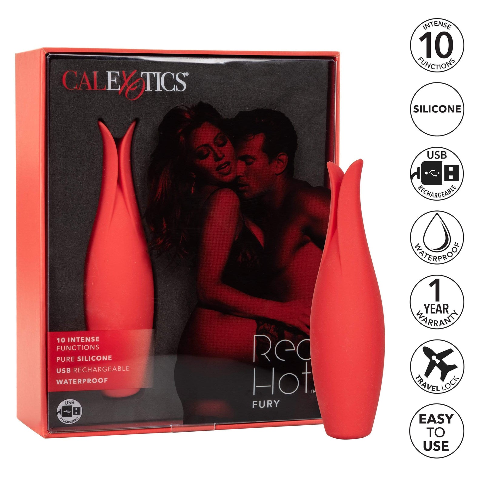 California Exotics - Red Hot Fury Clit Massager (Red) Clit Massager (Vibration) Rechargeable Durio Asia