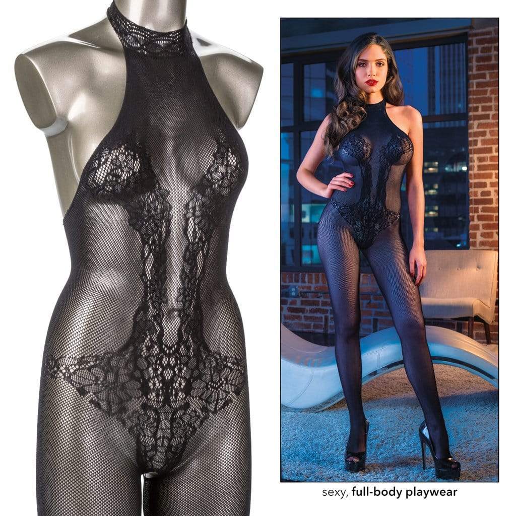 California Exotics - Scandal Halter Lace Body Suit Costume O/S (Black) Costumes 716770093578 CherryAffairs