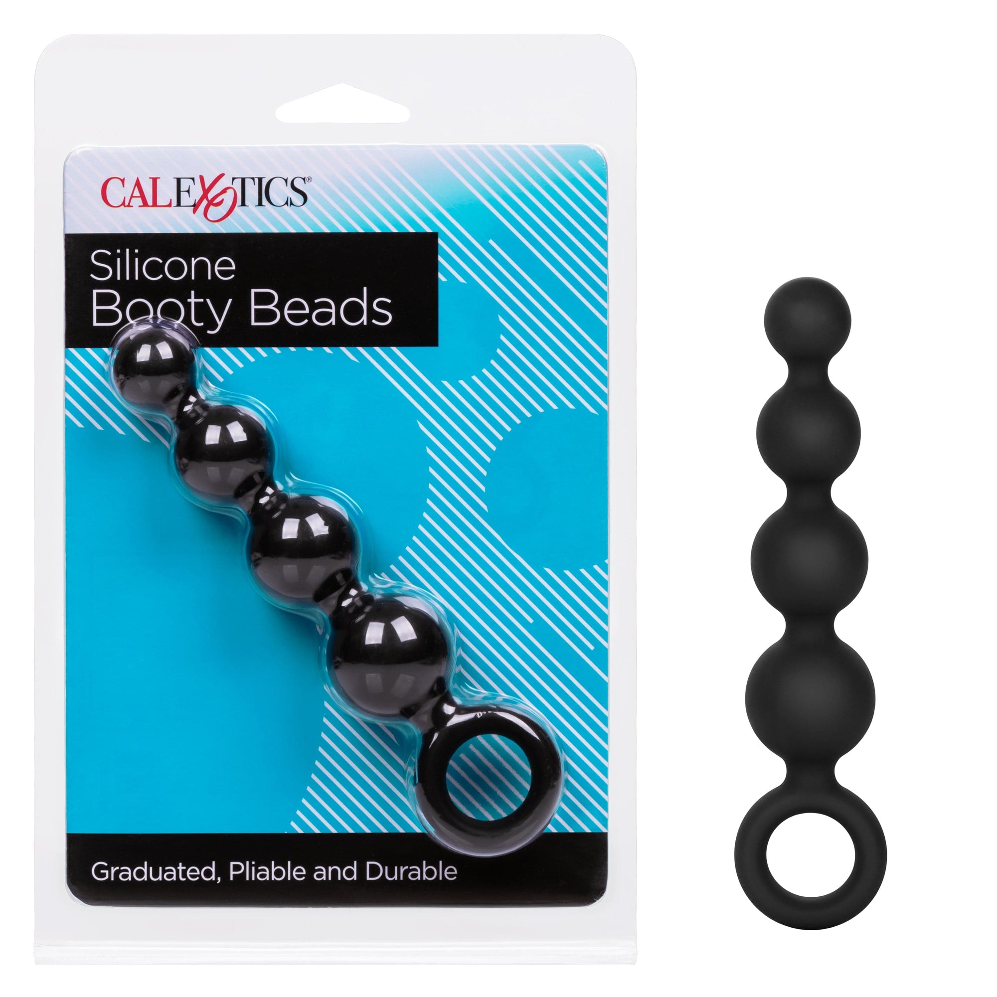 California Exotics - Silicone Booty Anal Beads (Black) Anal Beads (Non Vibration) 716770079015 CherryAffairs