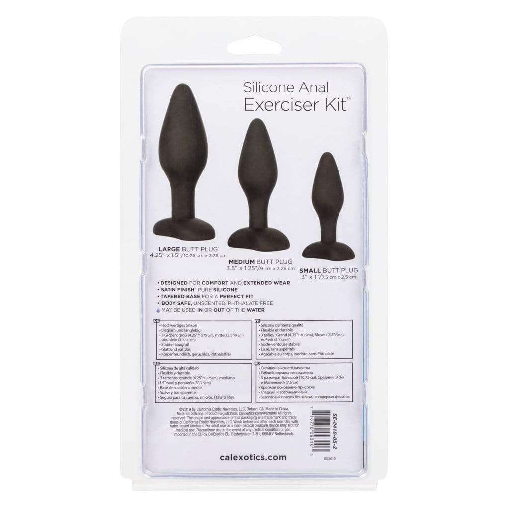 California Exotics - Silicone Flanged Based Anal Exerciser Kit (Black) Anal Kit (Non Vibration) 716770093103 CherryAffairs