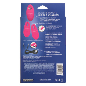 California Exotics - Silicone Remote Control Vibrating Nipple Clamps (Pink) Nipple Clamps (Vibration) Rechargeable 716770099174 CherryAffairs