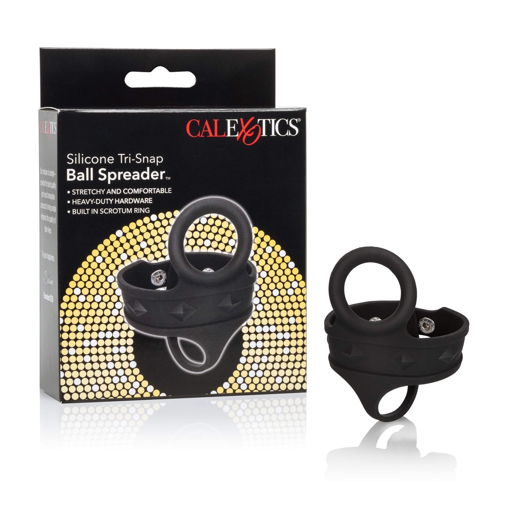 California Exotics - Silicone Tri Snap Ball Spreader (Black) Silicone Cock Ring (Non Vibration)