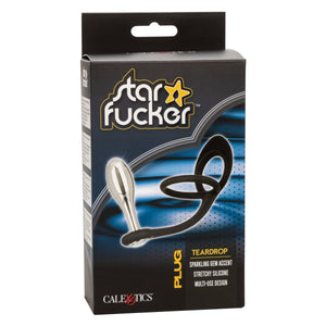California Exotics - Star Fucker Teardrop Anal Plug with Cock Support (Silver) Anal Plug (Non Vibration) 716770102546 CherryAffairs