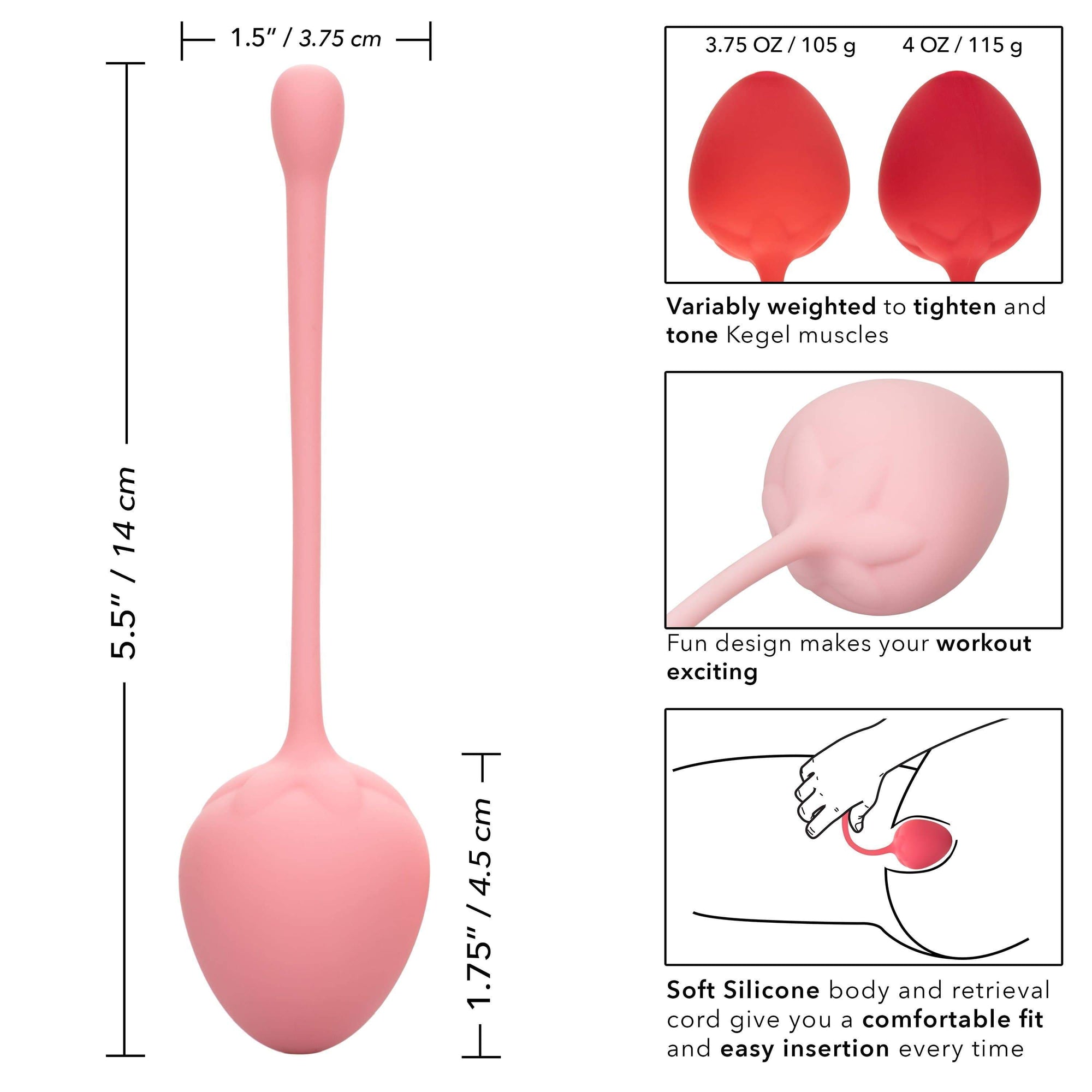 California Exotics - Strawberry Silicone Kegel Balls Training Set (Pink) Kegel Balls (Non Vibration) 716770092427 CherryAffairs