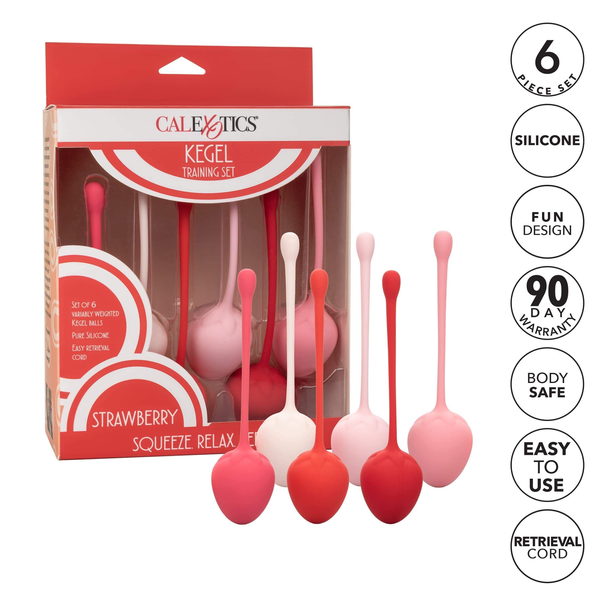 California Exotics - Strawberry Silicone Kegel Balls Training Set (Pink) Kegel Balls (Non Vibration) Durio Asia