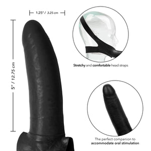 California Exotics - The Original Accommodator Latex Dong Mouth Strap On (Black) Strap On with Non hollow Dildo for Female (Non Vibration) 716770065742 CherryAffairs