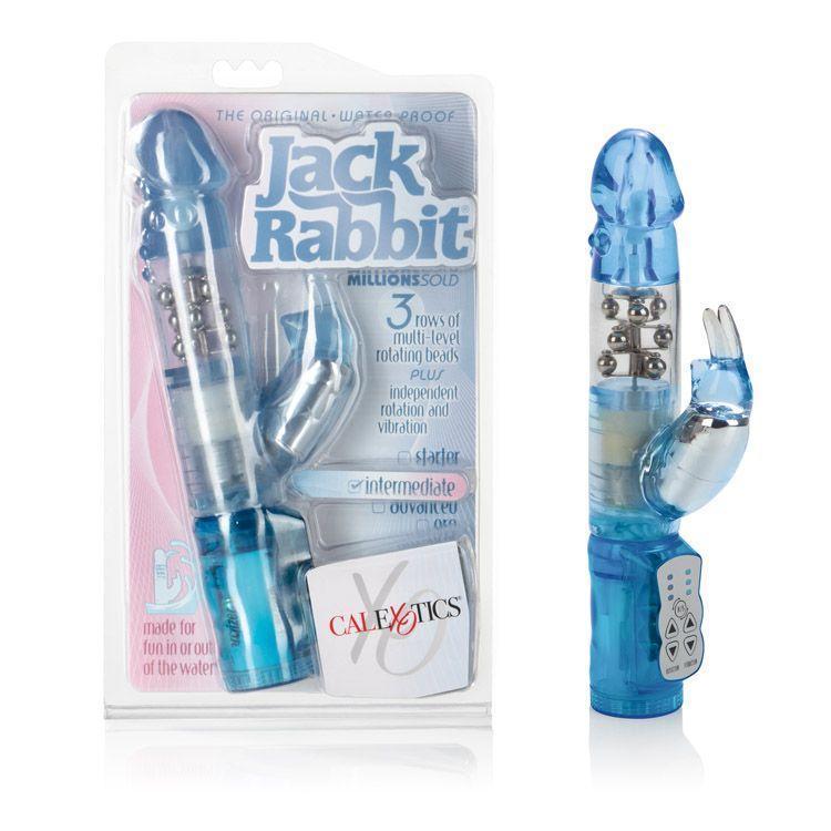 California Exotics - The Original Waterproof 3 Rows Jack Rabbit Vibrator Intermediate (Blue) Rabbit Dildo (Vibration) Non Rechargeable Durio Asia