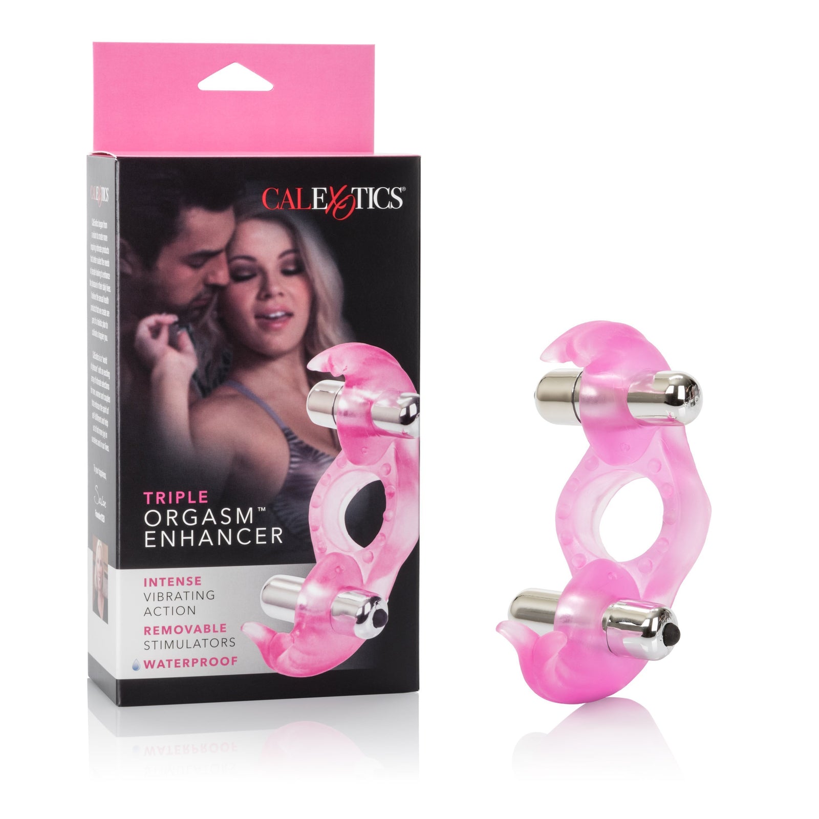 California Exotics - Triple Orgasm Enhancer Vibrating Cock Ring (Pink) Rubber Cock Ring (Vibration) Non Rechargeable Durio Asia