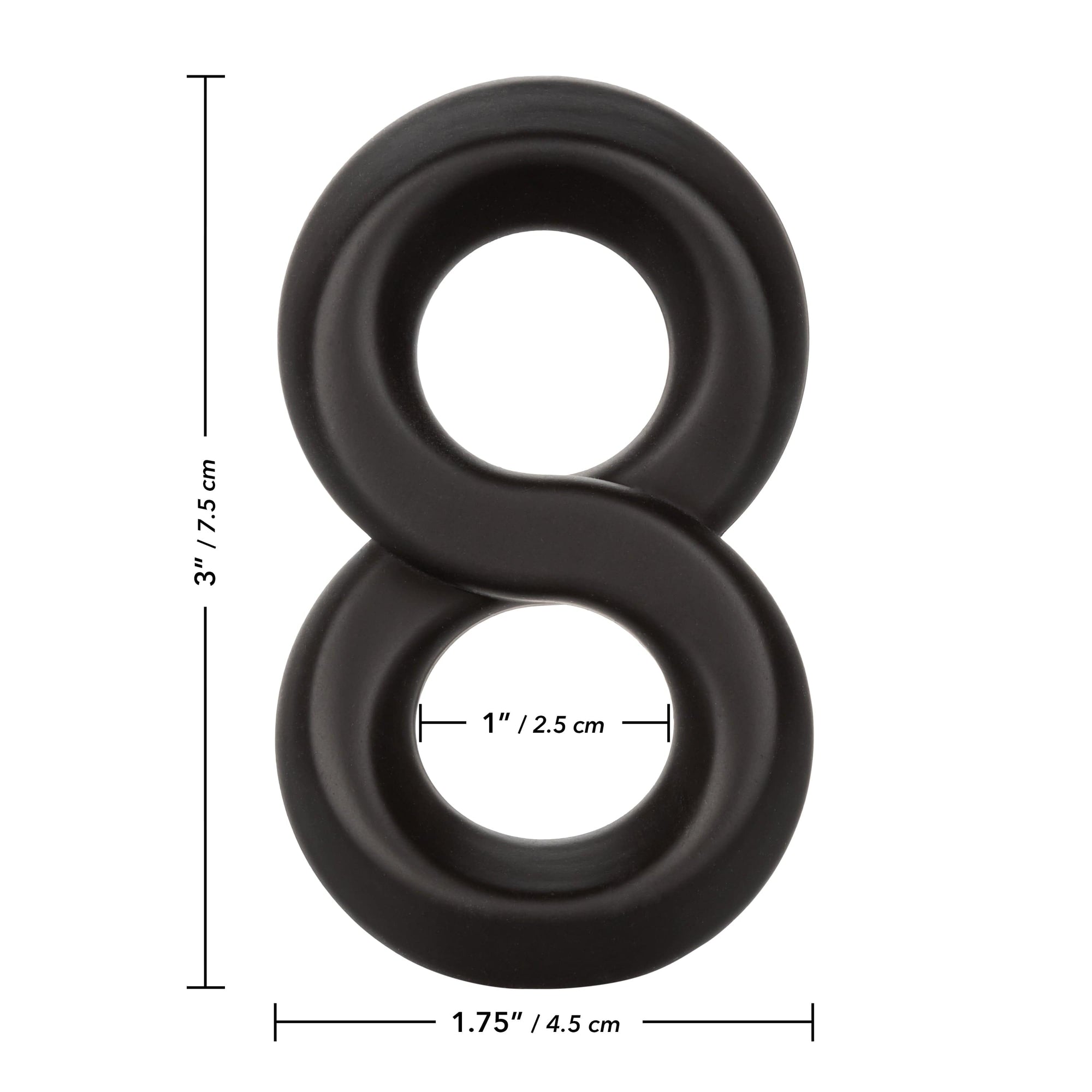 California Exotics - Ultra Soft Crazy 8 Dual Cock Ring (Black) Rubber Cock Ring (Non Vibration) 620084715 CherryAffairs