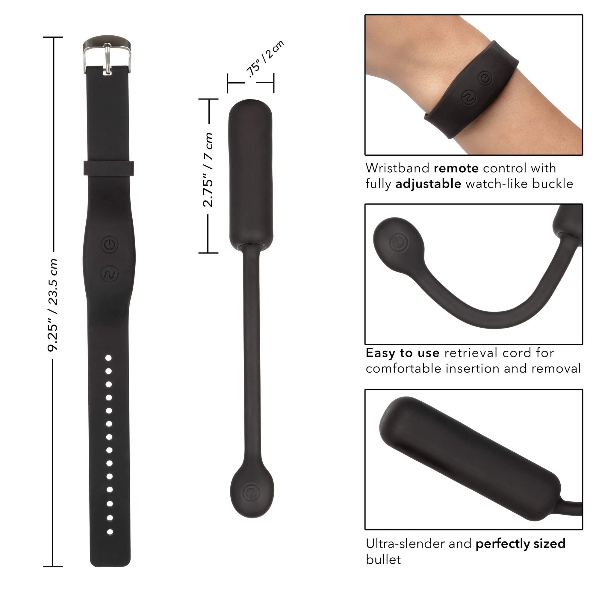 California Exotics - Wristband Remote Petite Bullet Vibrator (Black) Bullet (Vibration) Rechargeable