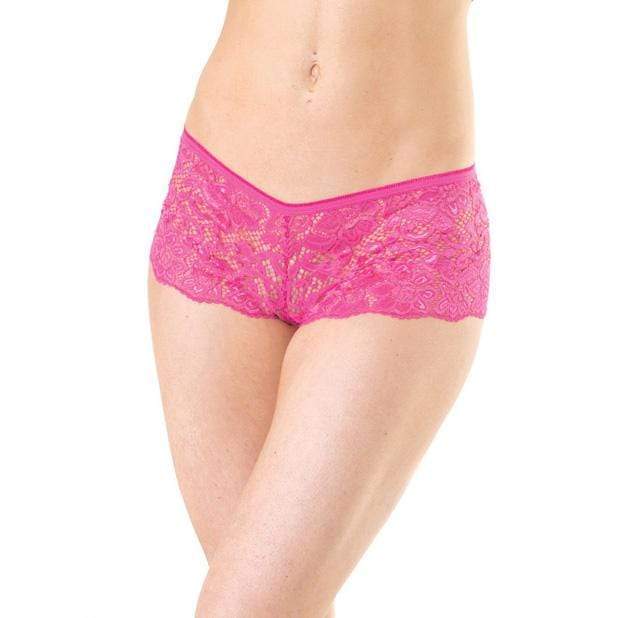 Coquette - Low Rise Stretch Scallop Lace Booty Short Panty XL (Pink) Lingerie (Non Vibration) Durio Asia