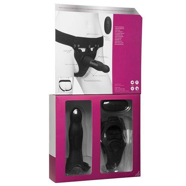 Doc Johnson - Body Extensions Be Aroused Vibrating 2 Piece Strap On Set (Black) Strap On with Hollow Dildo for Male (Non Vibration) 782421070373 CherryAffairs