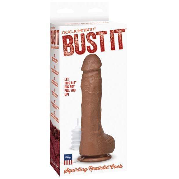 Doc Johnson - Bust It Squirting Realistic Cock (Brown) Realistic Dildo with suction cup (Non Vibration) Durio Asia