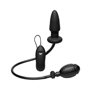 Doc Johnson - Deluxe Wonder Plug Inflatable Vibrating Butt Plug (Black) Expandable Anal Plug (Vibration) Non Rechargeable 622631892 CherryAffairs
