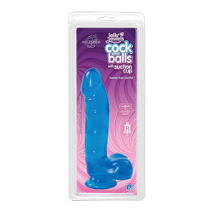 Doc Johnson - Jelly Jewels Cock Realistic Dildo with Balls 7" (Blue) Realistic Dildo with suction cup (Non Vibration) 782421805913 CherryAffairs