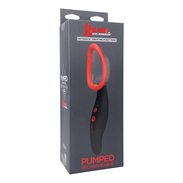 Doc Johnson - Kink Pumped Rechargeable Automatic Vibrating Pussy Pump (Black/Red) Clitoral Pump (Vibration) Rechargeable 782421065133 CherryAffairs