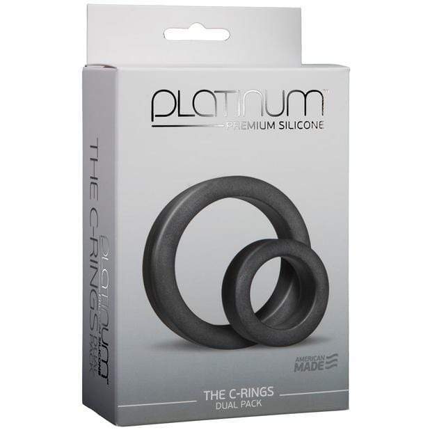 Doc Johnson - Platinum Silicone C Rings Dual Set (Black) Silicone Cock Ring (Non Vibration) Durio Asia