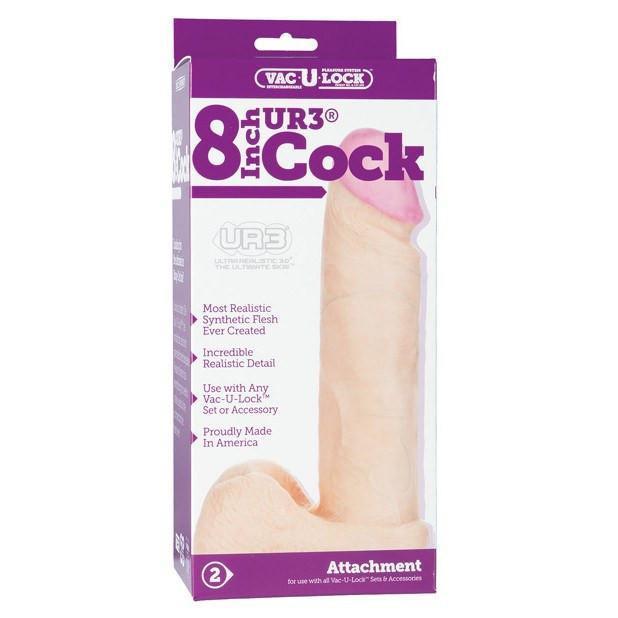 Doc Johnson - Vac-U-Lock Attachments in UR3 Strap-On Dildo 8&quot; Strap On with Non hollow Dildo for Female (Non Vibration) Durio Asia