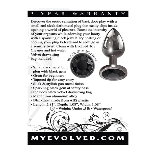 Evolved - Black Gem Metal Anal Plug Small (Silver) Metal Anal Plug (Non Vibration) 625500207 CherryAffairs