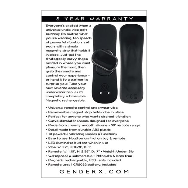 Evolved - Gender X Our Undie Vibe Remote Control Panty Vibrator (Black) Panties Massager Remote Control (Vibration) Rechargeable 625507484 CherryAffairs