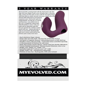 Evolved - Helping Hand Dual Stimulation Finger Vibrator (Purple) Clit Massager (Vibration) Rechargeable 625509979 CherryAffairs