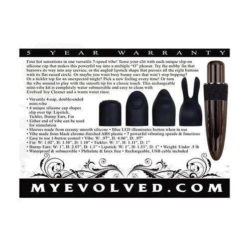 Evolved - Tiny Treasures 5 Piece Silicone Kit Rechargeable Bullet Vibrator (Black) Bullet (Vibration) Rechargeable 625526422 CherryAffairs