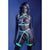 Fantasy Lingerie - Glow Light In A Trance Embroidered Harness Cage Bra with Garterbelt G String Lingerie Set S/M (Neon Chartreuse) Lingerie Set 622639245 CherryAffairs