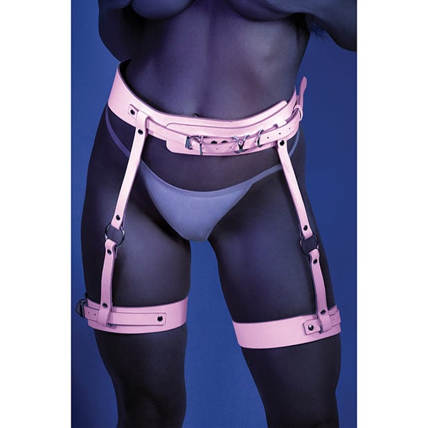 Fantasy Lingerie - Glow Strapped In Glow in the Dark Leg Harness O/S (Light Pink) BDSM (Others) 657447305382 CherryAffairs