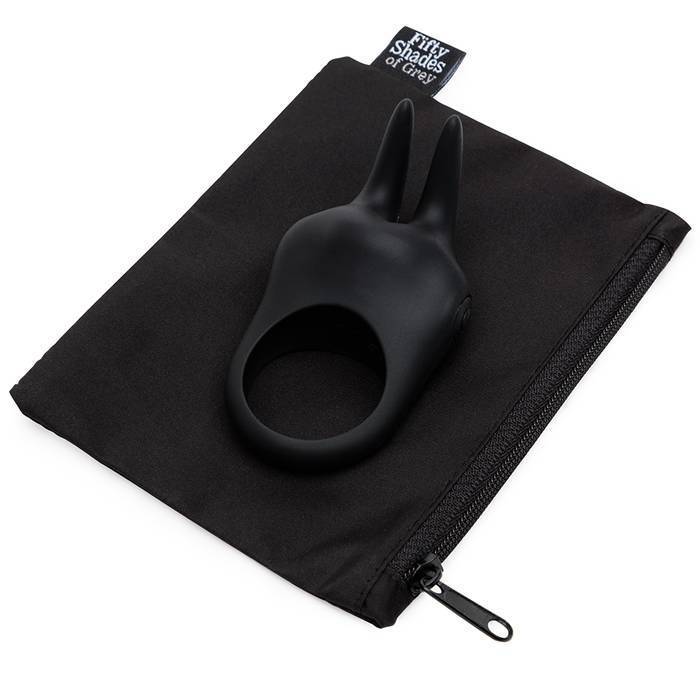 Fifty Shades of Grey - Sensation Rechargeable Vibrating Rabbit Love Ring (Black) Silicone Cock Ring (Vibration) Rechargeable 5060897572665 CherryAffairs