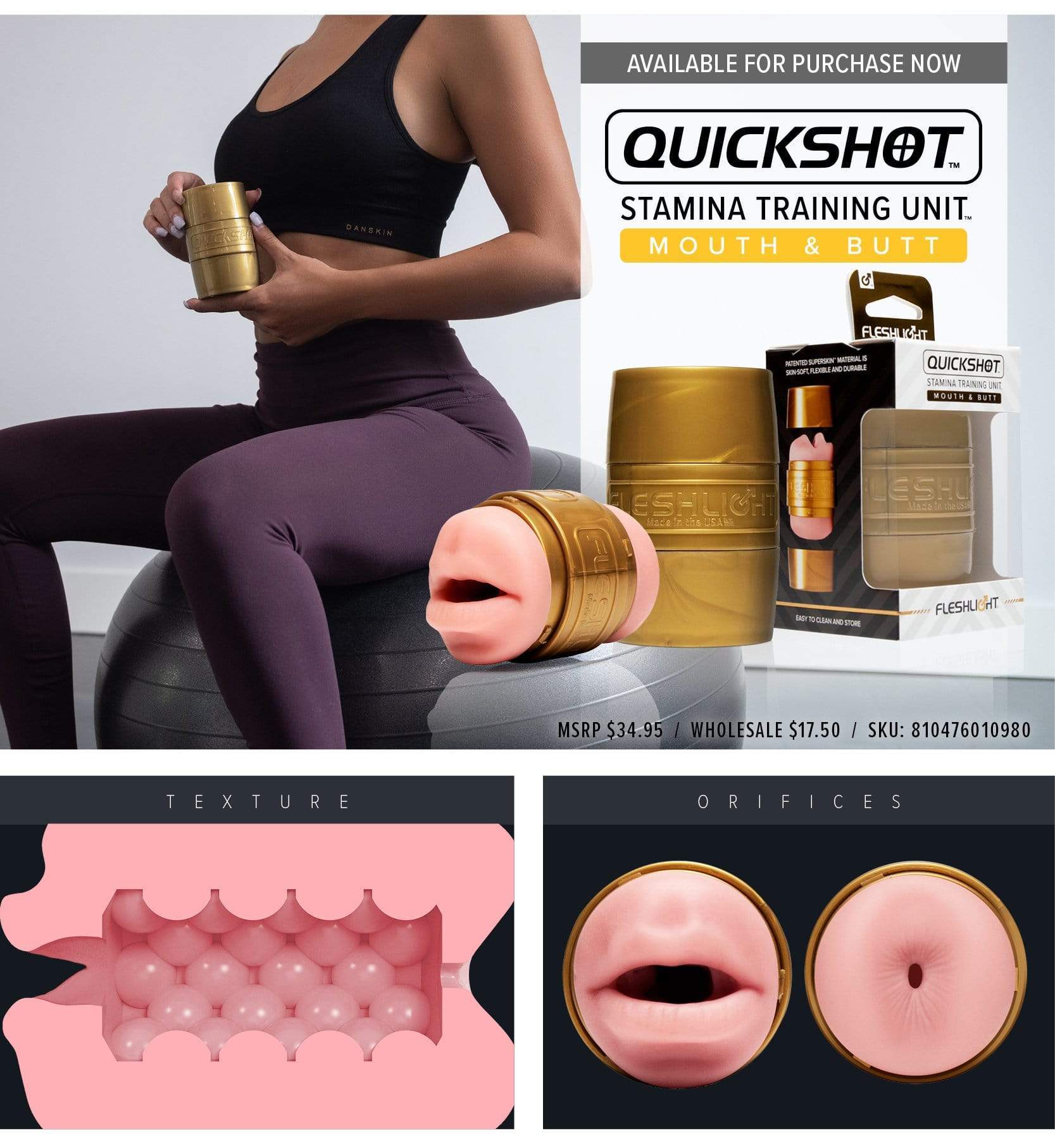 Fleshlight - Stamina Training Unit Quickshot Lady & Butt Masturbator (Beige) Masturbator Vagina (Non Vibration) 810476010973 CherryAffairs