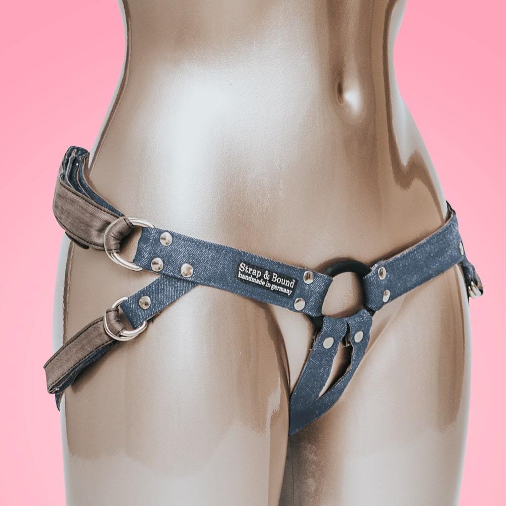 Fun Factory - Strap and Bound Denim Strap On Harness (Jeans Blue) Strap On w/o Dildo 4032498610047 CherryAffairs