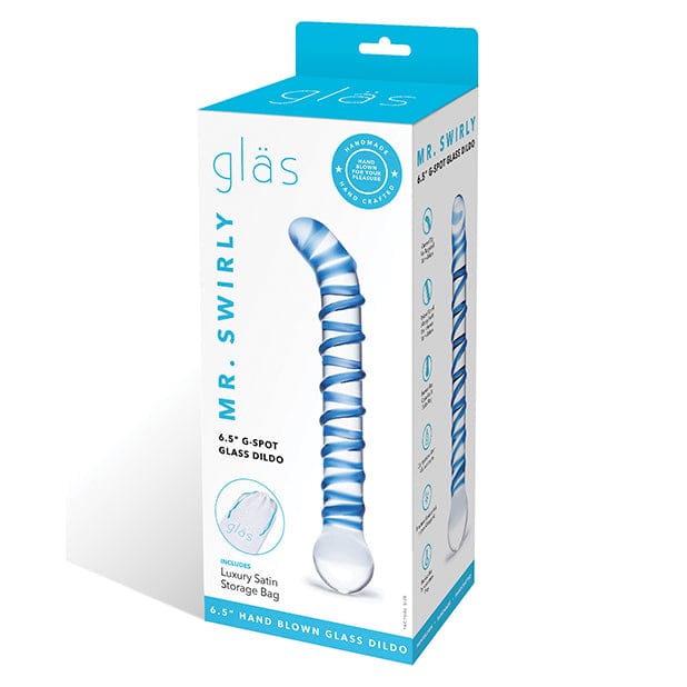 Glas - Mr Swirly G Spot Hand Blown Glass Dildo 6.5" (Clear/Blue) Glass Dildo (Non Vibration) 4890808205594 CherryAffairs