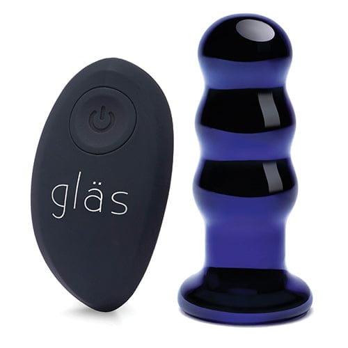 Glas - Remote Control Rechargeable Vibrating Glass Beaded Butt Plug 3.5" (Blue) Glass Dildo (Non Vibration) 4890808250570 CherryAffairs