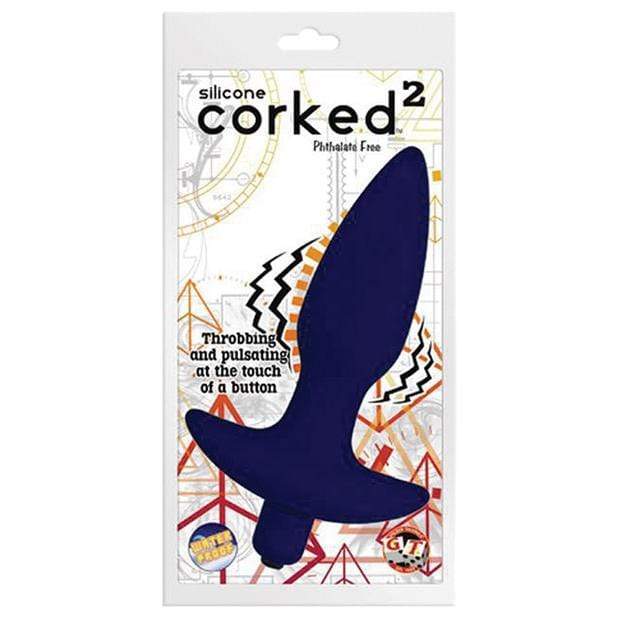 Golden Triangle - Corked 2 Vibrating Butt Plug Small (Blue) Anal Plug (Vibration) Non Rechargeable Durio Asia