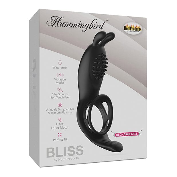 Hott Products - Bliss Hummingbird Vibrating Cock Ring (Black) Silicone Cock Ring (Vibration) Rechargeable 622843927 CherryAffairs