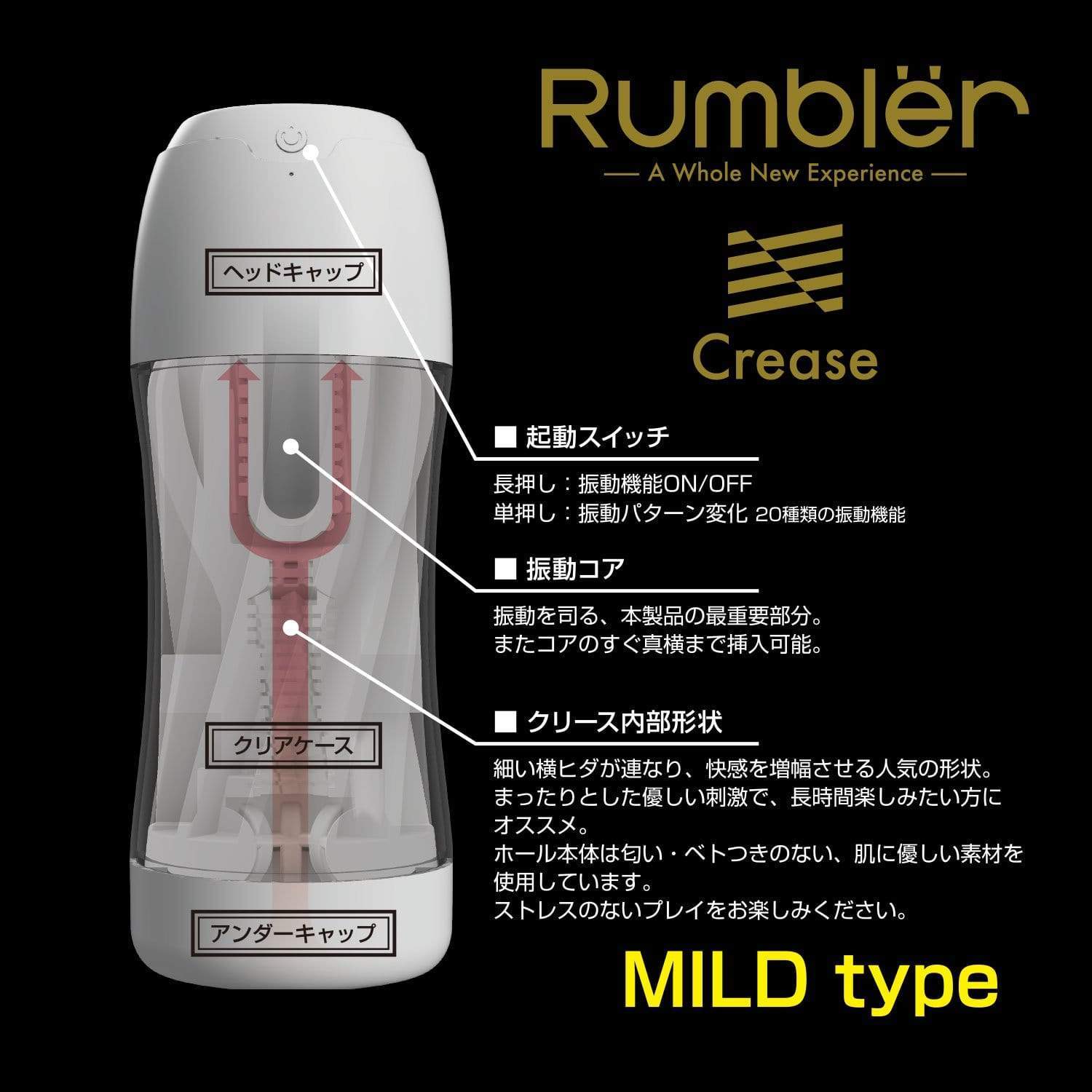 Kuudom - Rambler Crease Rechargeable Masturbator (White) Masturbator Soft Stroker (Vibration) Rechargeable 4571355631363 CherryAffairs