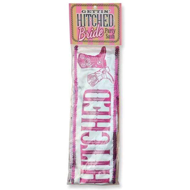 Little Genie - Gettin' Hitched Bride Party Sash (White) Bachelorette Party Novelties