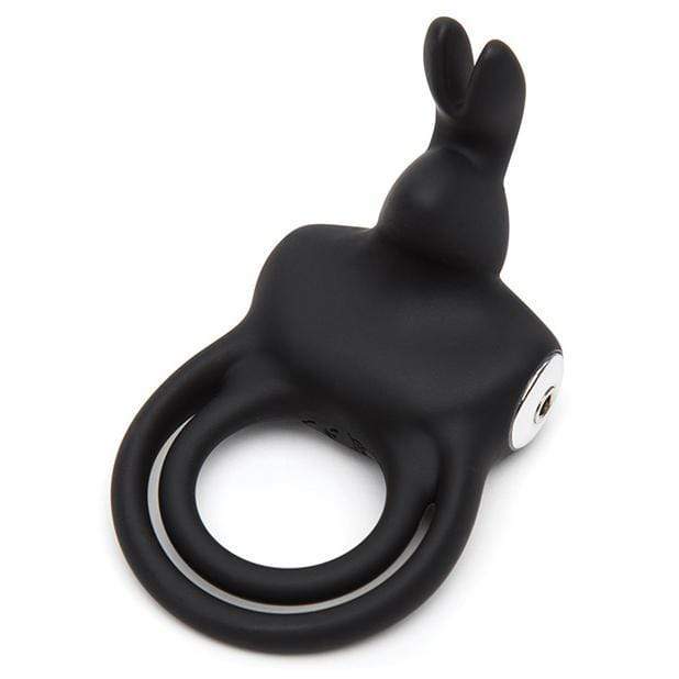 Love Honey - Happy Rabbit Rechargeable Love Ring (Black) Silicone Cock Ring (Vibration) Rechargeable 5060020006500 CherryAffairs