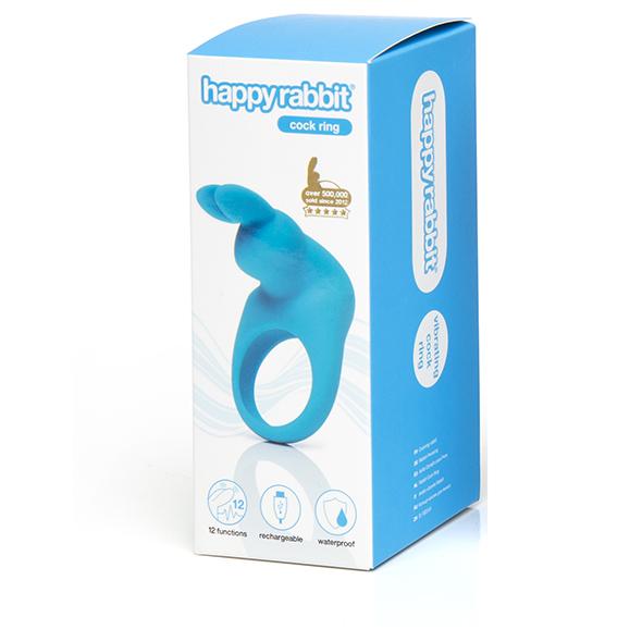 Love Honey - Happy Rabbit Vibrating Cock Ring (Blue) Silicone Cock Ring (Vibration) Rechargeable 5060779237354 CherryAffairs