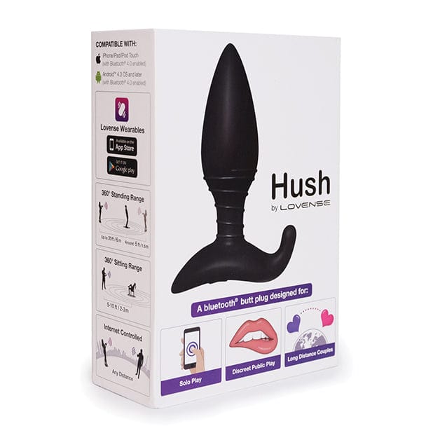 Lovense - Hush 2 App-Controlled Silicone Butt Plug 1.5&quot; (Black) Anal Plug (Vibration) Rechargeable 714449810686 CherryAffairs