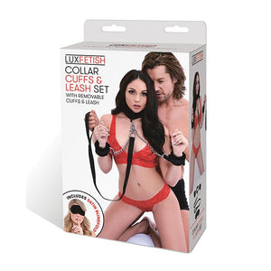 Lux Fetish - Collar Cuffs and Leash Set (Black) Leash 4890808221105 CherryAffairs