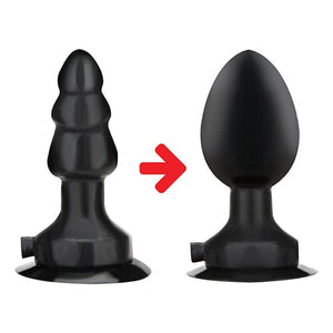 Lux Fetish - Inflatable Vibrating Butt Plug with Suction Base 4" (Black) Anal Plug (Vibration) Non Rechargeable 4890808233146 CherryAffairs