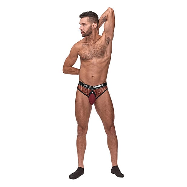 Male Power - Cock Pit Fishnet Cock Ring Thong Underwear Red L/XL (Red) Gay Pride Underwear 845830084161 CherryAffairs