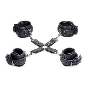 Master Series - Concede Wrist and Ankle Restraint Set with Bonus Hog Tie BDSM (Black) Hand/Leg Cuffs 848518033406 CherryAffairs