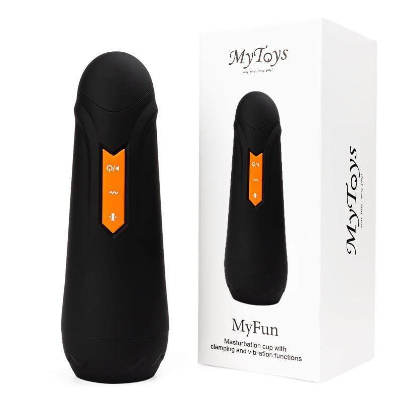 MyToys - MyFun Clamping and Vibrating Masturbation Cup (Black) Masturbator Vagina (Vibration) Rechargeable 9504000162375 CherryAffairs