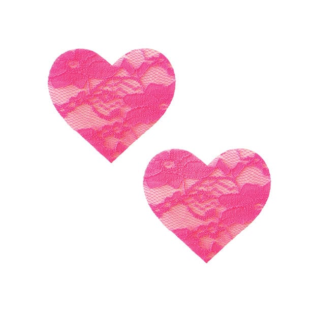 Neva Nude - Black Light Lace Heart Pasties Nipple Covers O/S (Pink) Nipple Covers 045923590580 CherryAffairs