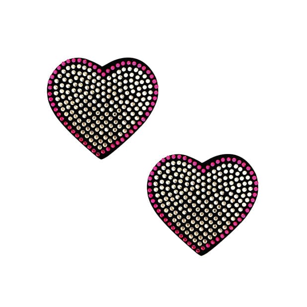 Neva Nude - Burlesque Heart N Soul Crystal Heart Pasties Nipple Covers O/S (Pink/Clear) Nipple Covers 614608261857 CherryAffairs