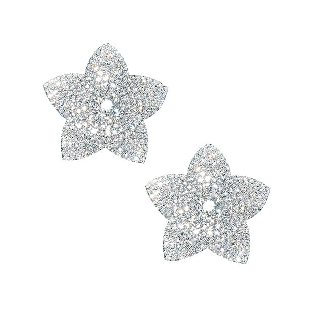Neva Nude - Burstin Blooms Crystal Jewel Reusable Silicone Pasties Nipple Covers O/S (Silver) Nipple Covers 672975645083 CherryAffairs