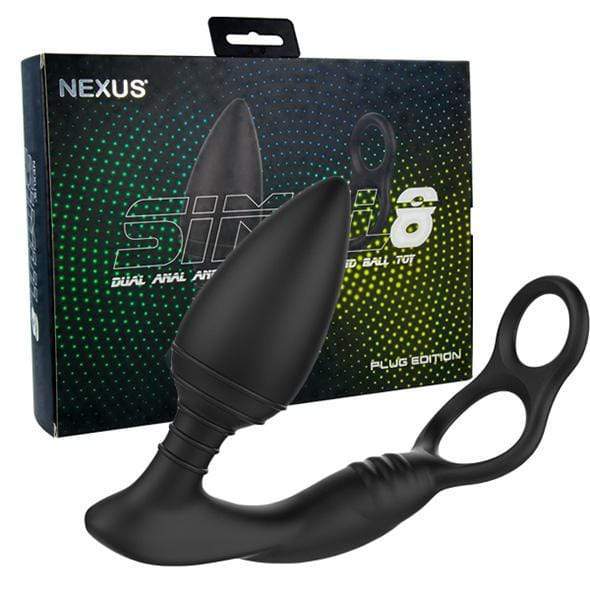 Nexus - Simul8 Plug Edition Vibrating Dual Anal Cock and Ball Toy (Black) Prostate Massager (Vibration) Rechargeable 5060274221308 CherryAffairs
