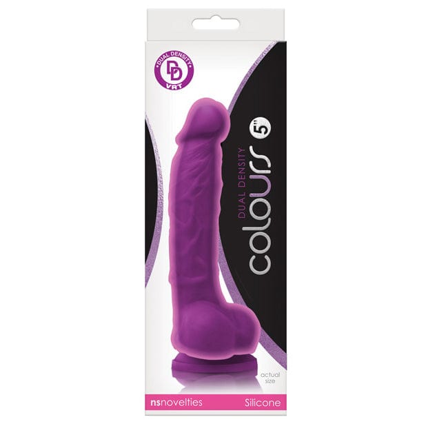 NS Novelties - Colours Dual Density Silicone Realistic Dildo with Balls 5" (Purple) Realistic Dildo with suction cup (Non Vibration) 657447100147 CherryAffairs